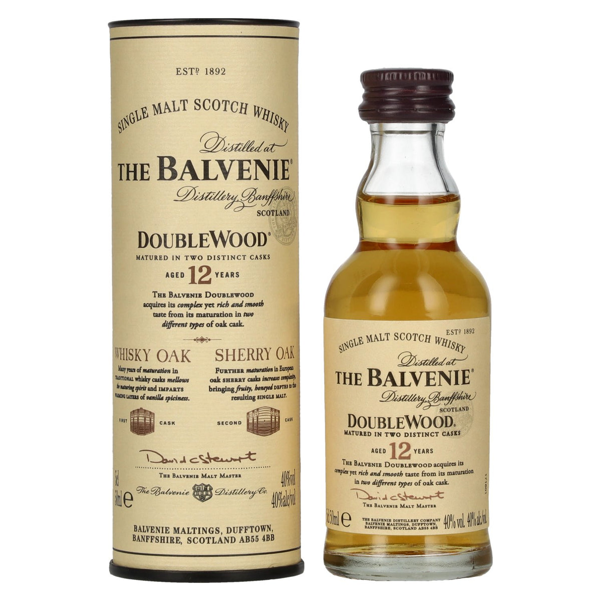 The Balvenie 12 Years Old Double Wood 40% Vol. 0,05l in Geschenkbox