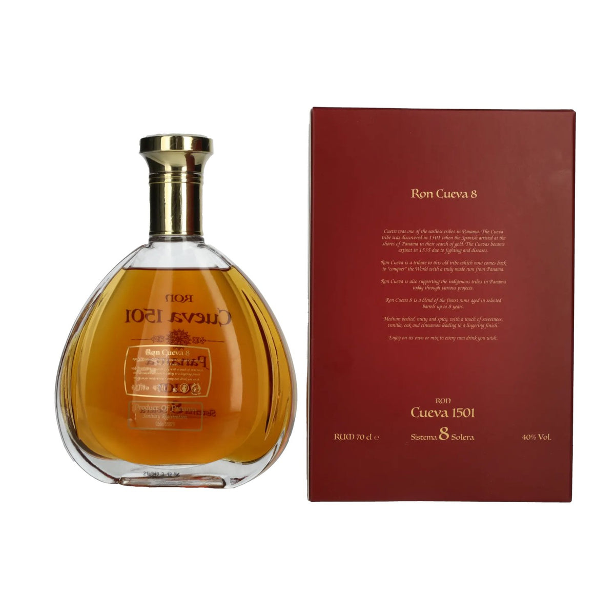 Ron Cueva 1501 Sistema 8 Solera Panama Rum 40% Vol. 0,7l in Geschenkbox