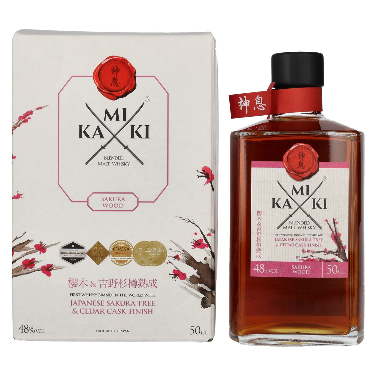 KAMIKI Blended Malt Whisky SAKURA & CEDAR Cask Finish 48% Vol. 0,5l in Geschenkbox
