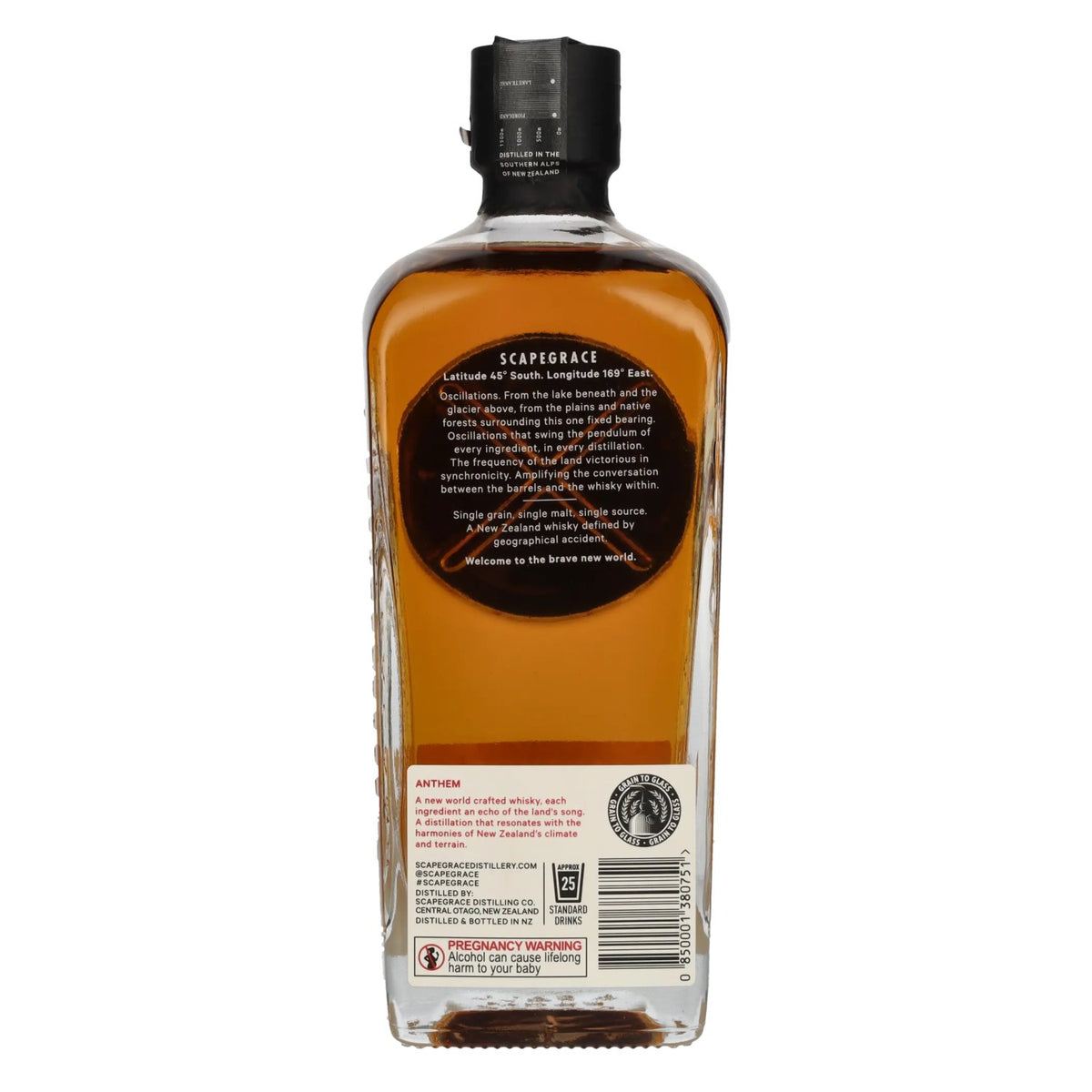 Scapegrace ANTHEM New Zealand Small Batch Single Malt Whisky 46% ABV 0.7l