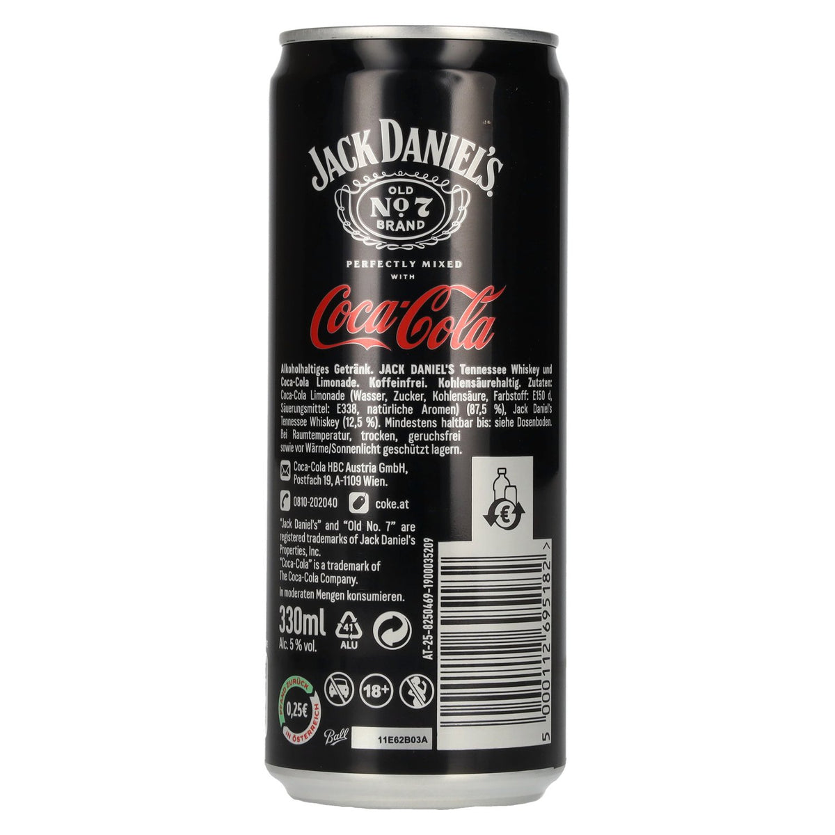 Jack Daniel's No. 7 Whisky &amp; Coca Cola 5% ABV 0.33l can (deposit required)