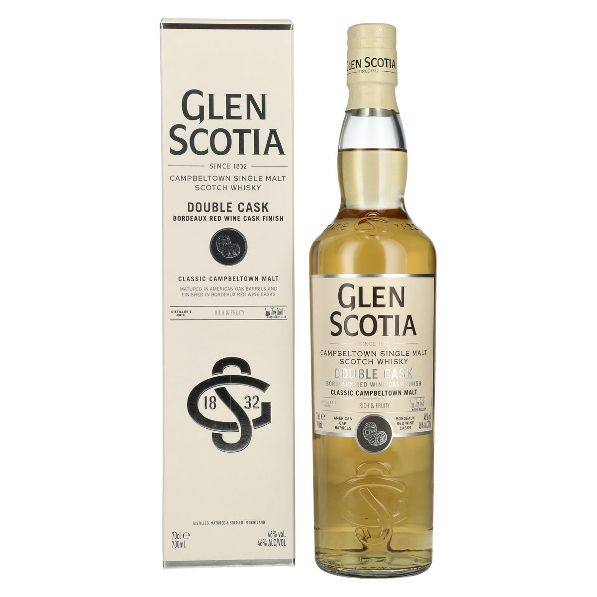 Glen Scotia DOUBLE CASK Bordeaux Red Wine Cask Single Malt Scotch Whisky 46% Vol. 0,7l in Geschenkbox