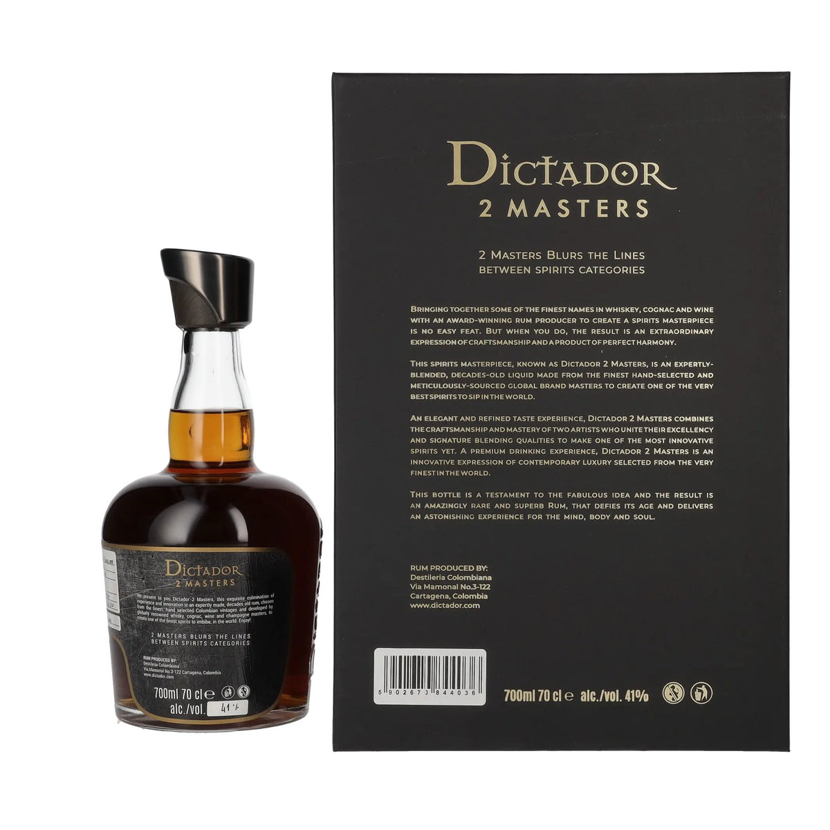 Dictador 2 MASTERS 1978, 39 ans d'âge, finition Hardy, 41 % vol., 0,7 l, dans un coffret cadeau