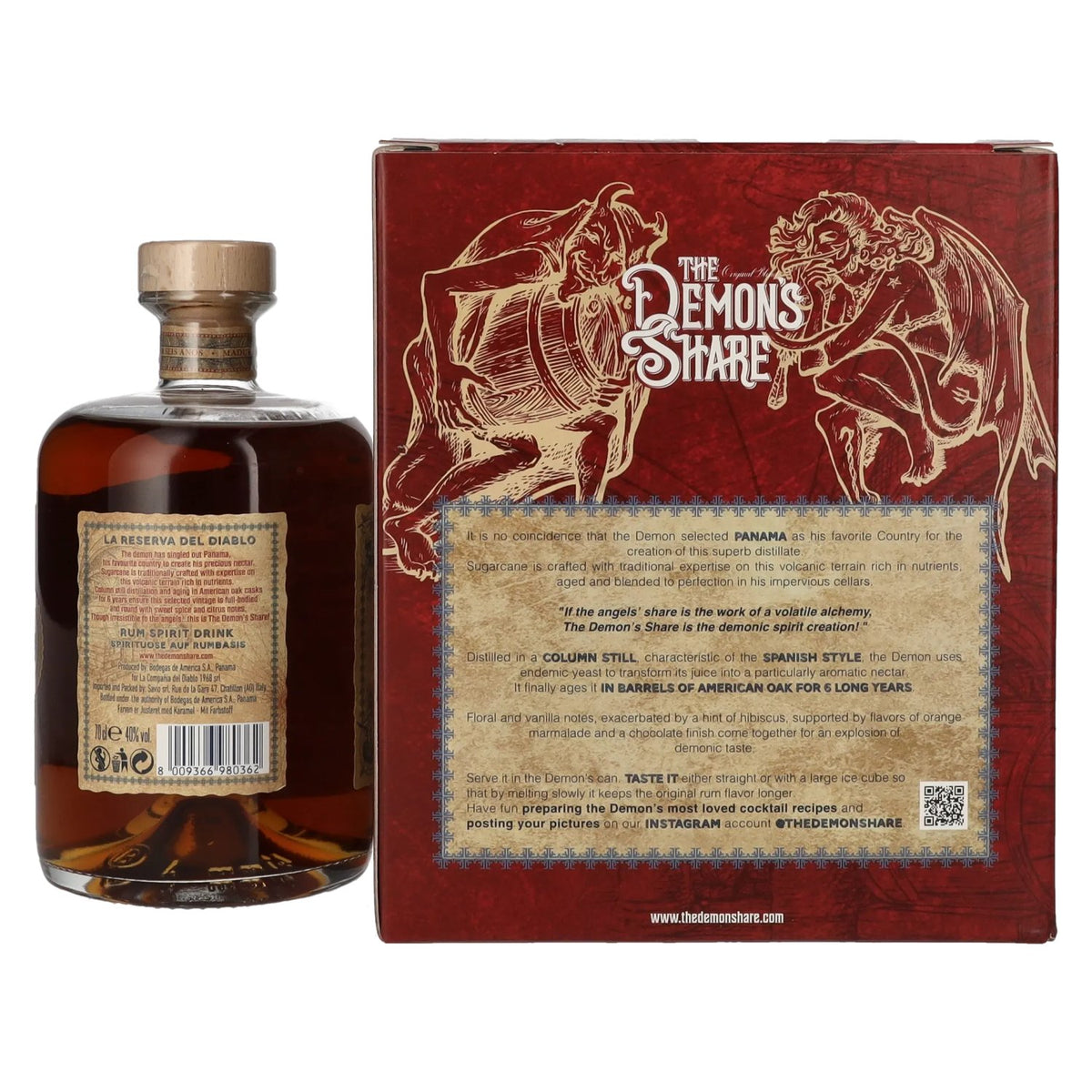 The Demon's Share 6 Years Old Spirit Drink 40% vol. 0,7 l in een geschenkverpakking met 2 blikjes The Demon's Share