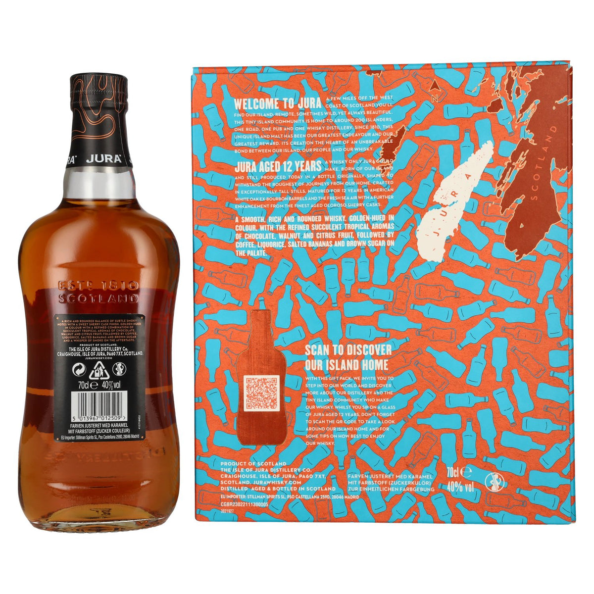 Jura 12 Years Old Single Malt Scotch Whisky 40% Vol. 0,7l in Geschenkbox mit 2 Gläsern