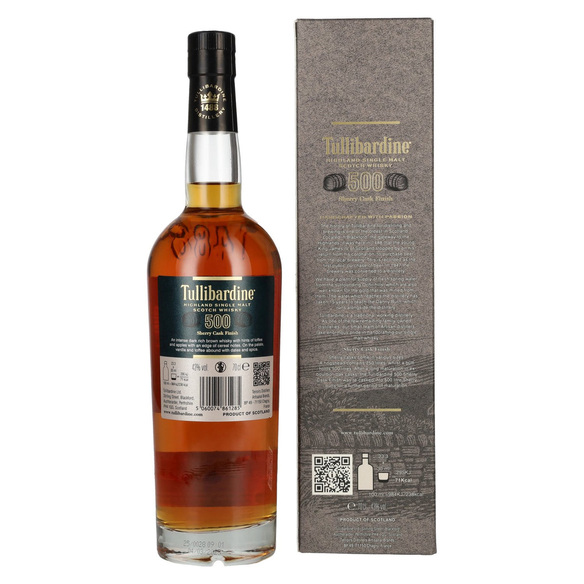 Tullibardine 500 Sherry Finish Highland Single Malt Scotch Whisky 43% Vol. 0,7l in Geschenkbox