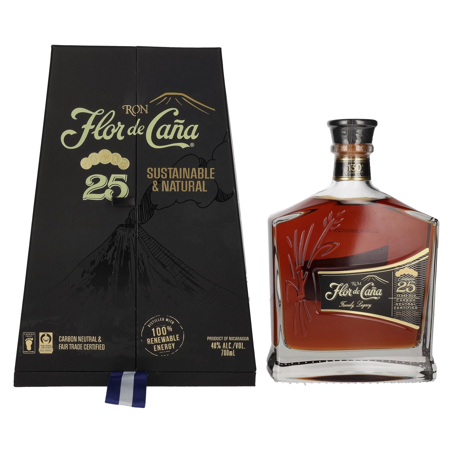 Flor de Caña 25 Years Old Slow Aged Single Estate Rum 40% Vol. 0,7l in gift box