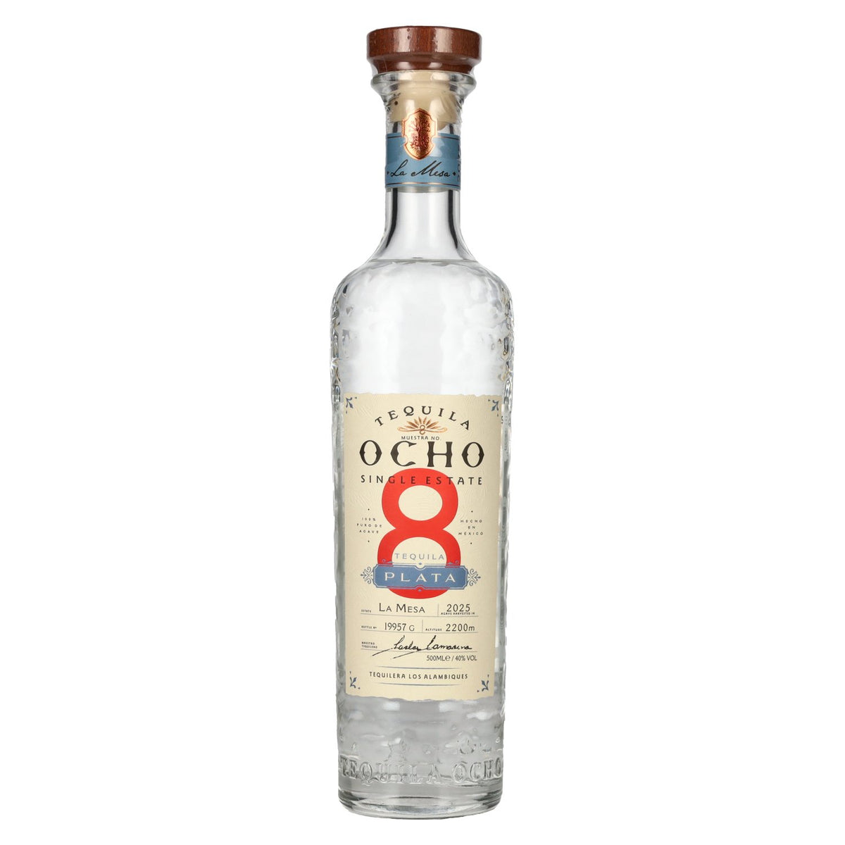 Tequila Ocho Plata LA MESA Single Estate 40% ABV 0.5l