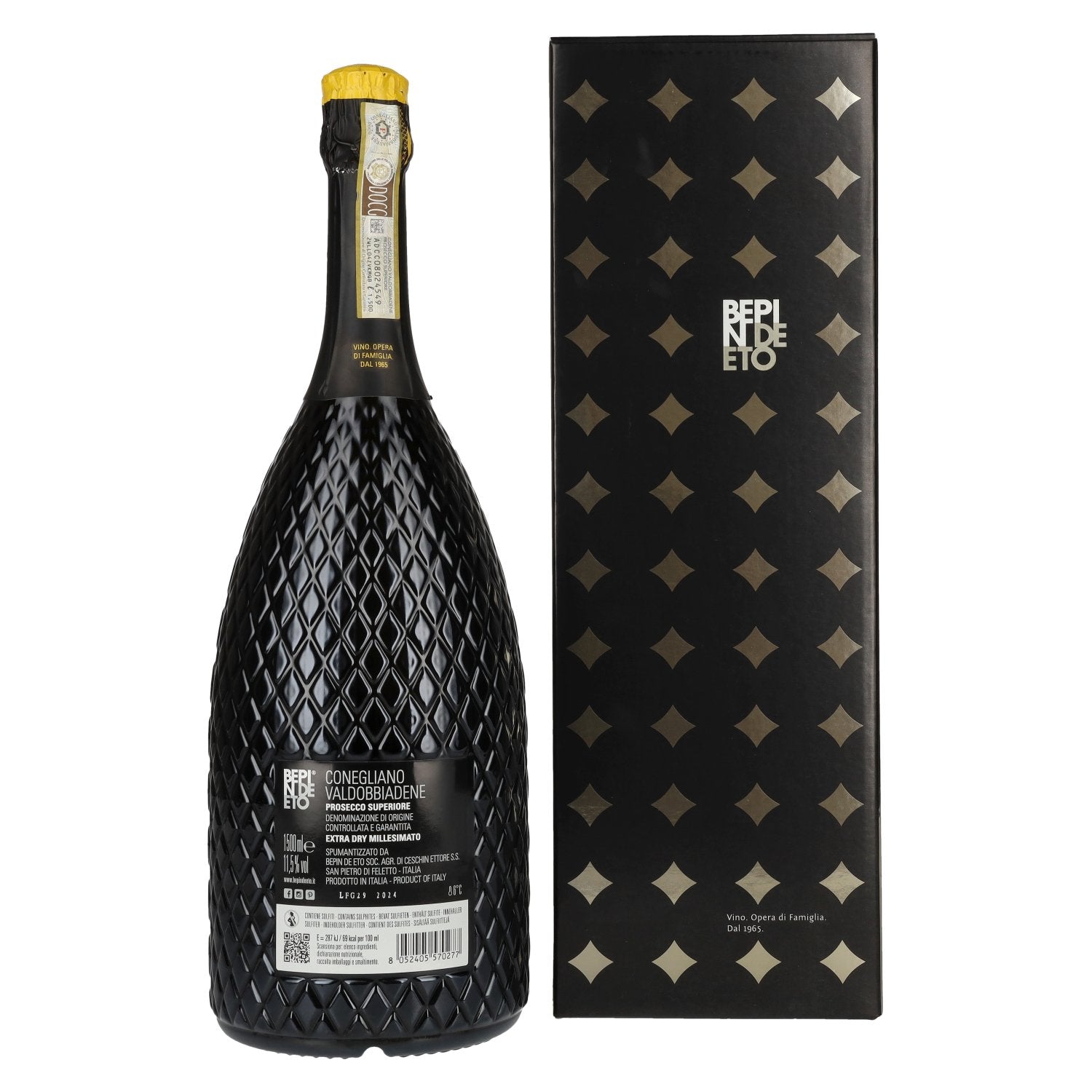 Bepin De Eto Prosecco Superiore Extra Dry Millesimato DOCG 2024 11,5% vol. 1,5l en coffret cadeau
