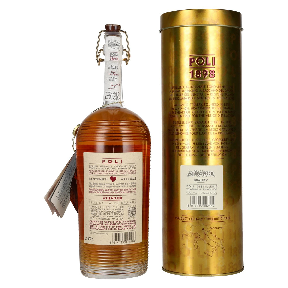Poli Brandy ATHANOR 40% Vol. 0,7l in Blik