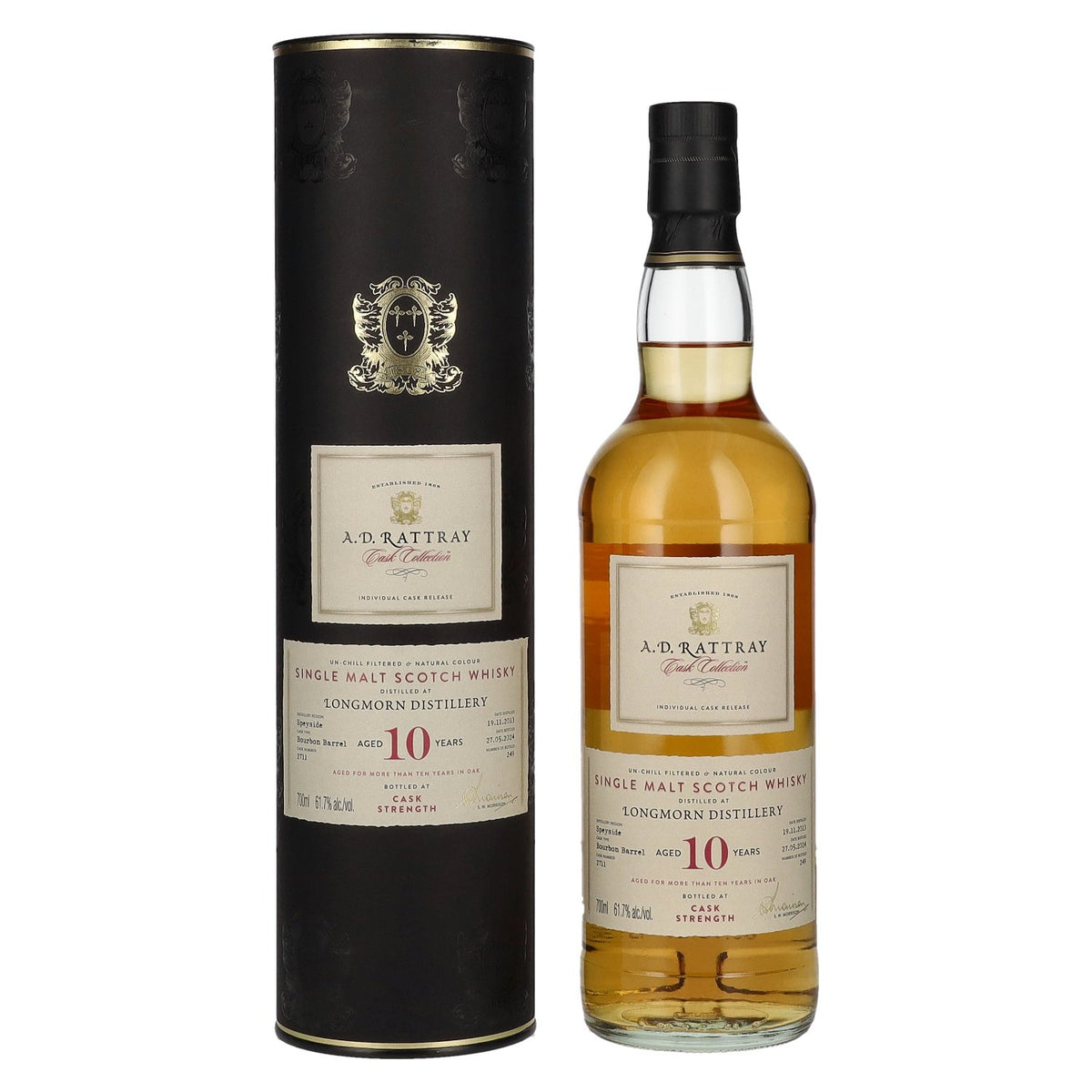 A.D. Rattray 10 Years Old LONGMORN Bourbon Barrel Whisky 2013 61,7% Vol. 0,7l in Geschenkbox