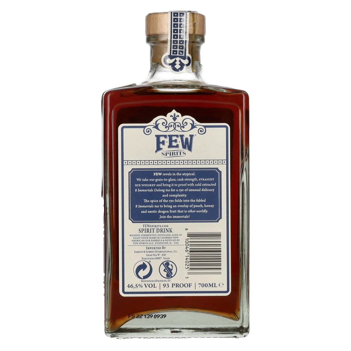 FEW Immortal Rye Whisky with Eight Immortals Tea 46.5% ABV 0.7l
