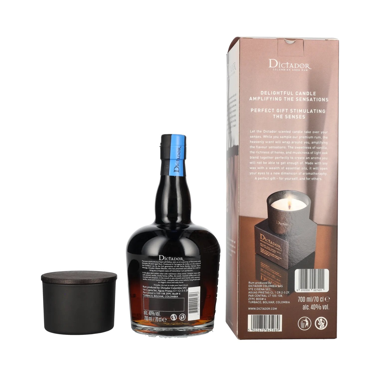 Dictador 20 Years Old ICON RESERVE Colombian Rum 40% Vol. 0,7l in gift box with candle