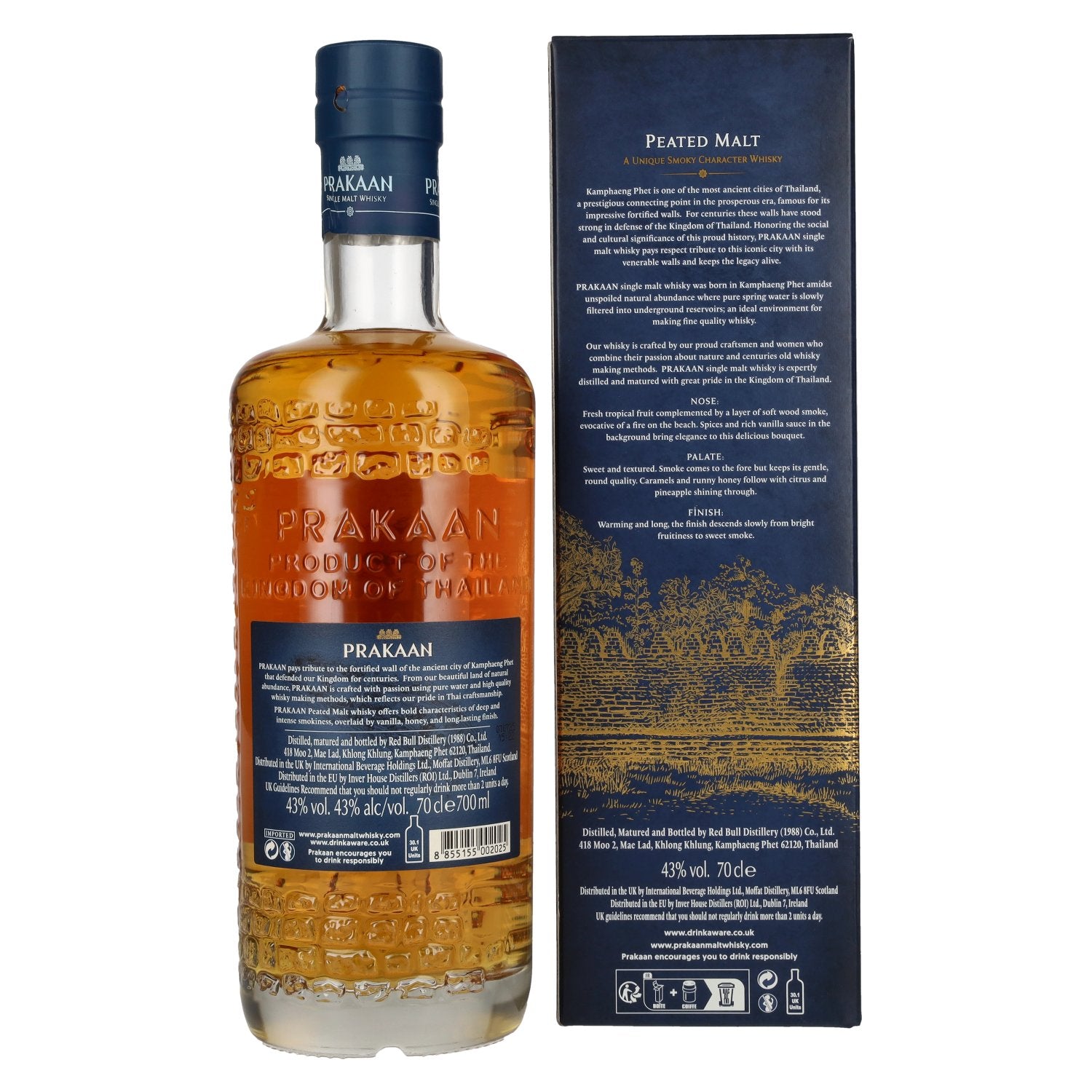 Prakaan TRIBURA SERIES Single Malt Whisky Peated Malts 43% Vol. 0,7l in geschenkverpakking