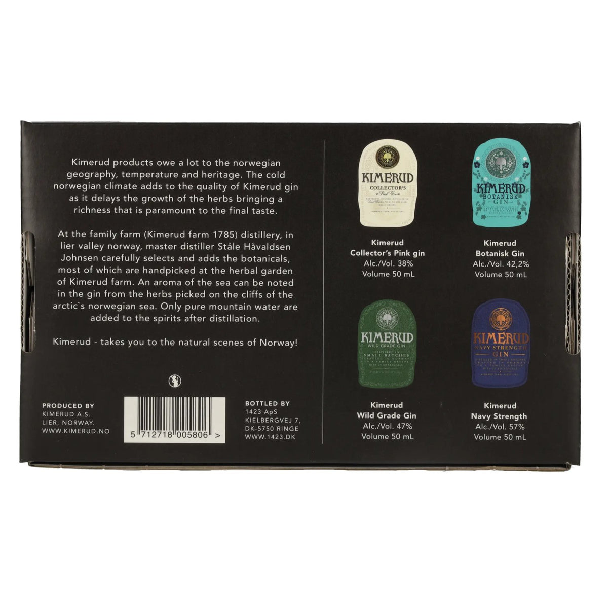 Kimerud Gin-cadeauset 46% vol. 4 x 0,05 l in geschenkverpakking
