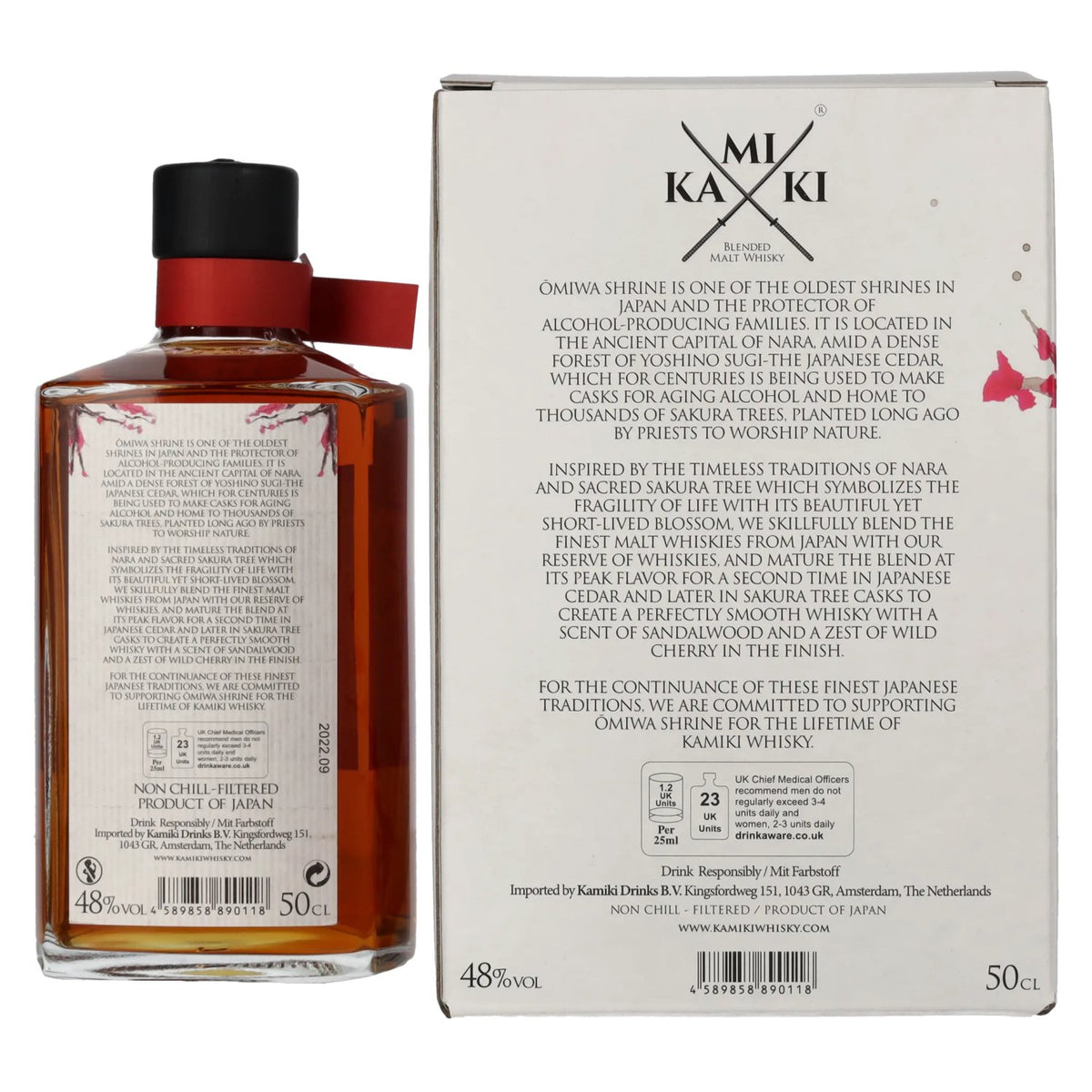 KAMIKI Blended Malt Whisky SAKURA & CEDAR Cask Finish 48% Vol. 0,5l in Geschenkbox