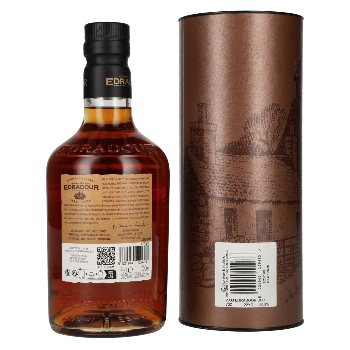 Edradour 22 Years Old 200th Anniversary Amarone Cask Highland Single Malt Whisky 50,8% Vol. 0,7l in Geschenkbox