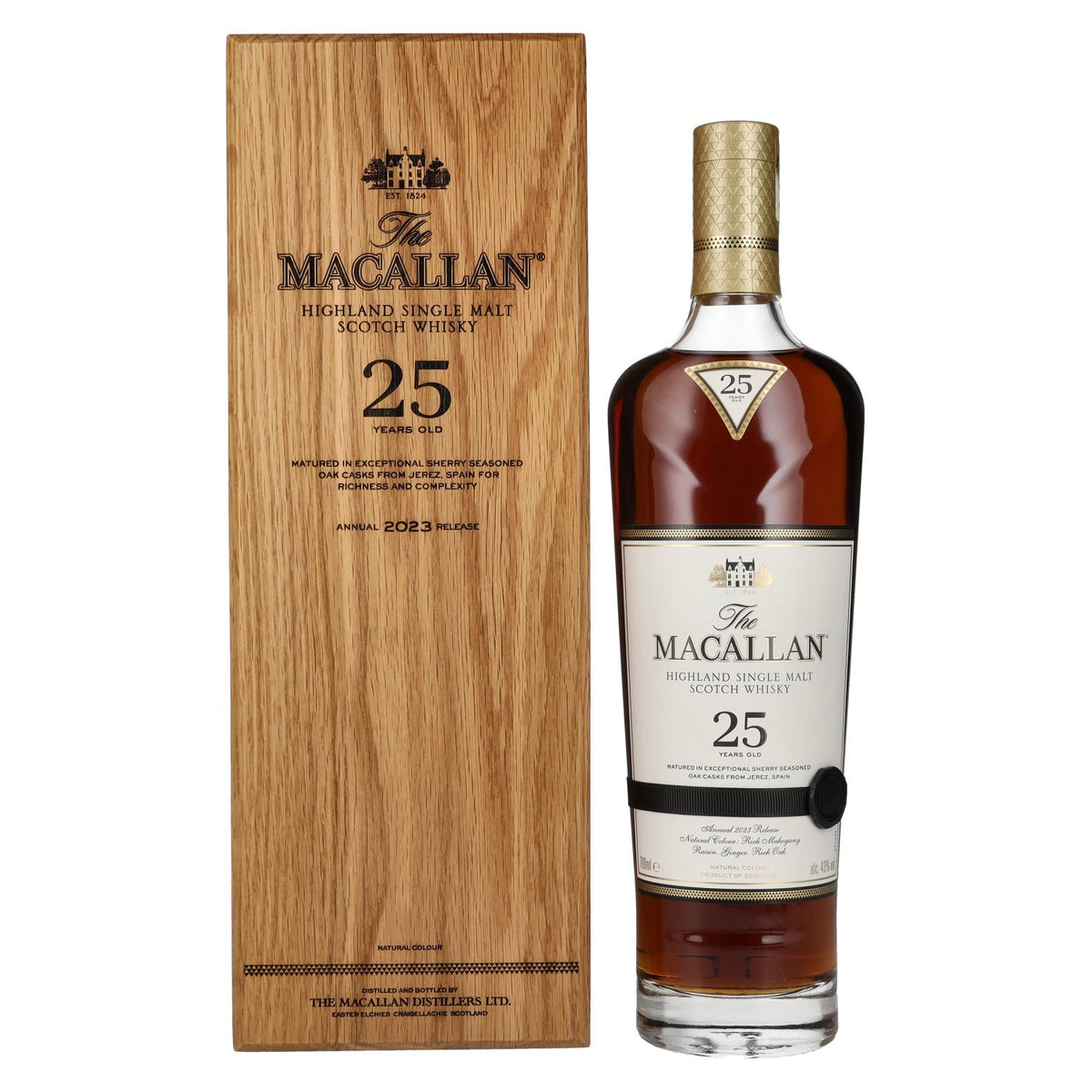 The Macallan 25 Years Old SHERRY OAK 2024 43% Vol. 0,7l in Holzkiste
