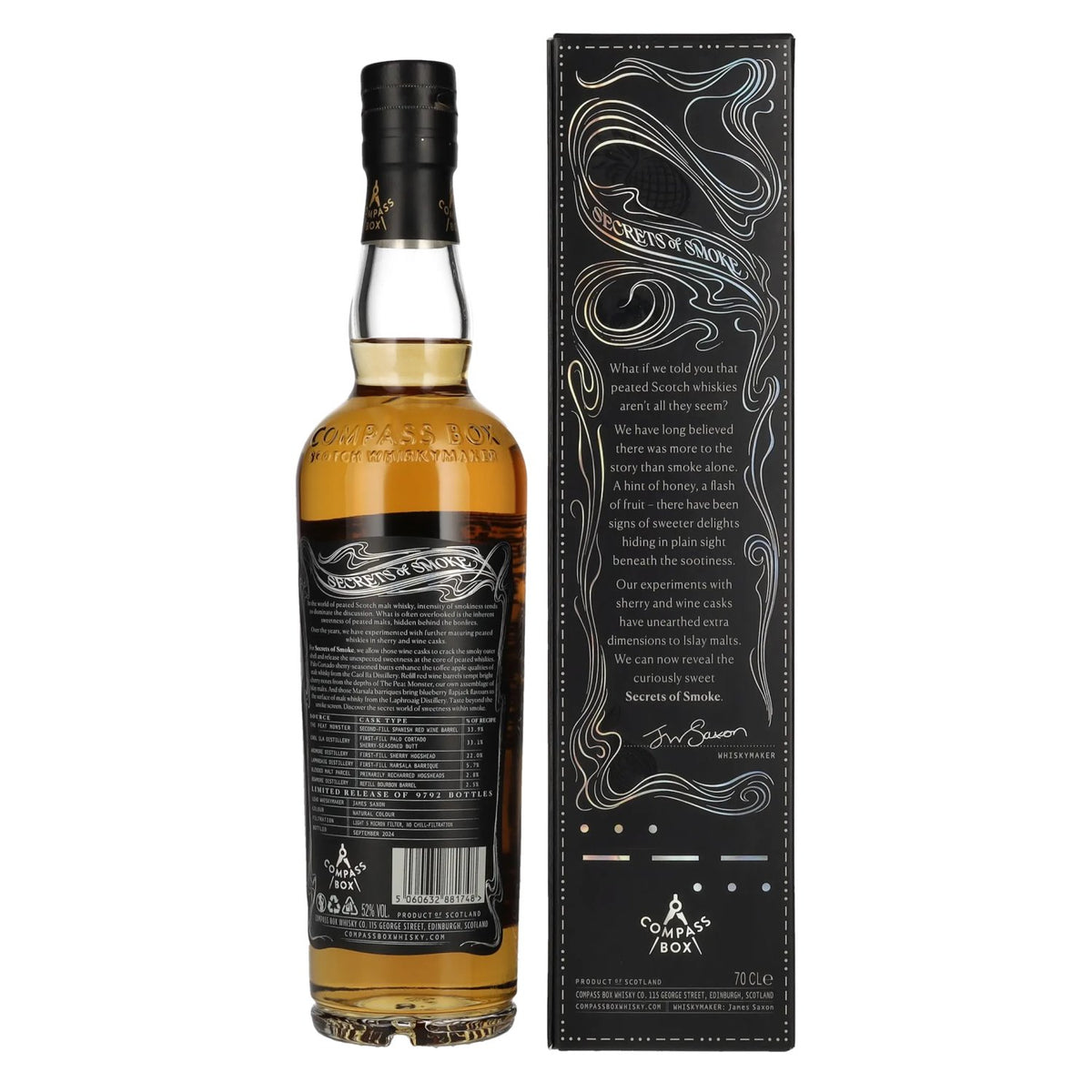 Compass Box SECRETS OF SMOKE Blended Malt Scotch Whisky 52% Vol. 0,7l in Geschenkbox
