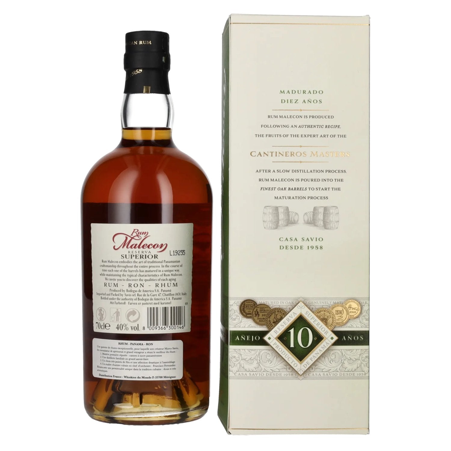 Rum Malecon Añejo 10 Años Reserva Superior 40% Vol. 0,7l in gift box
