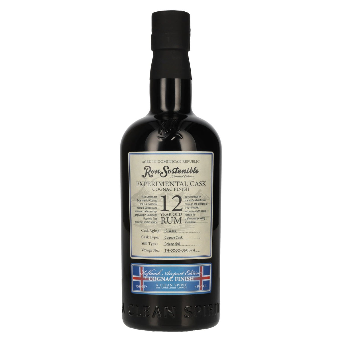 Ron Sostenible 12 ans d'âge, fût de cognac expérimental, 43 % vol., 0,7 l