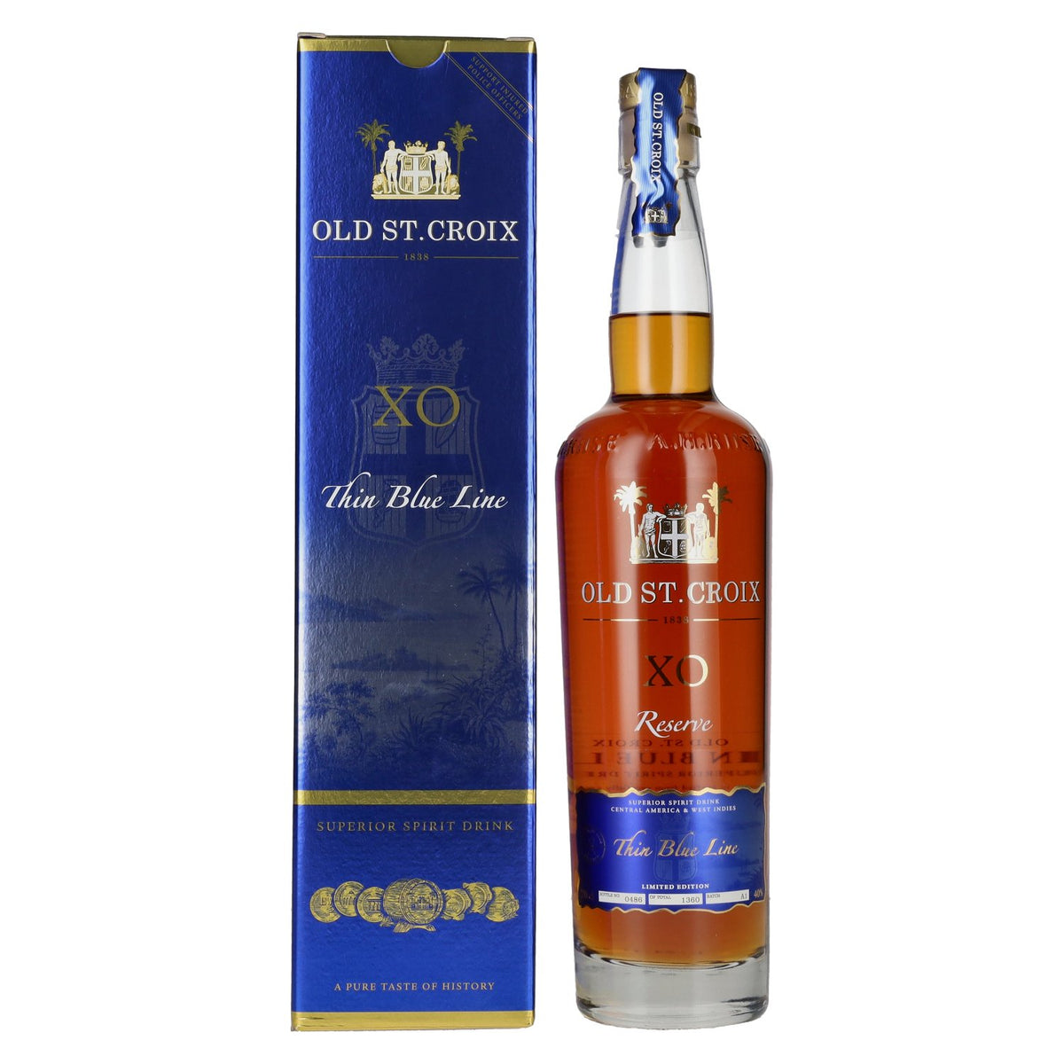 Old St. Croix A.H. Riise X.O. THE THIN BLUE LINE Spirit Drink 40% Vol. 0,7l in Geschenkbox
