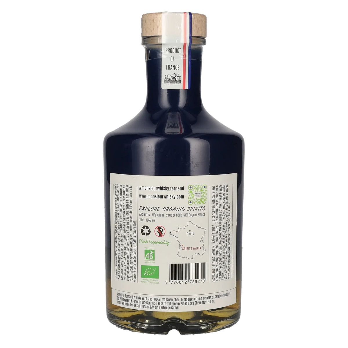 Monsieur Fernand - Whisky blended malt français, finition en fûts de Pineau des Charentes, 43 % vol., 0,7 l