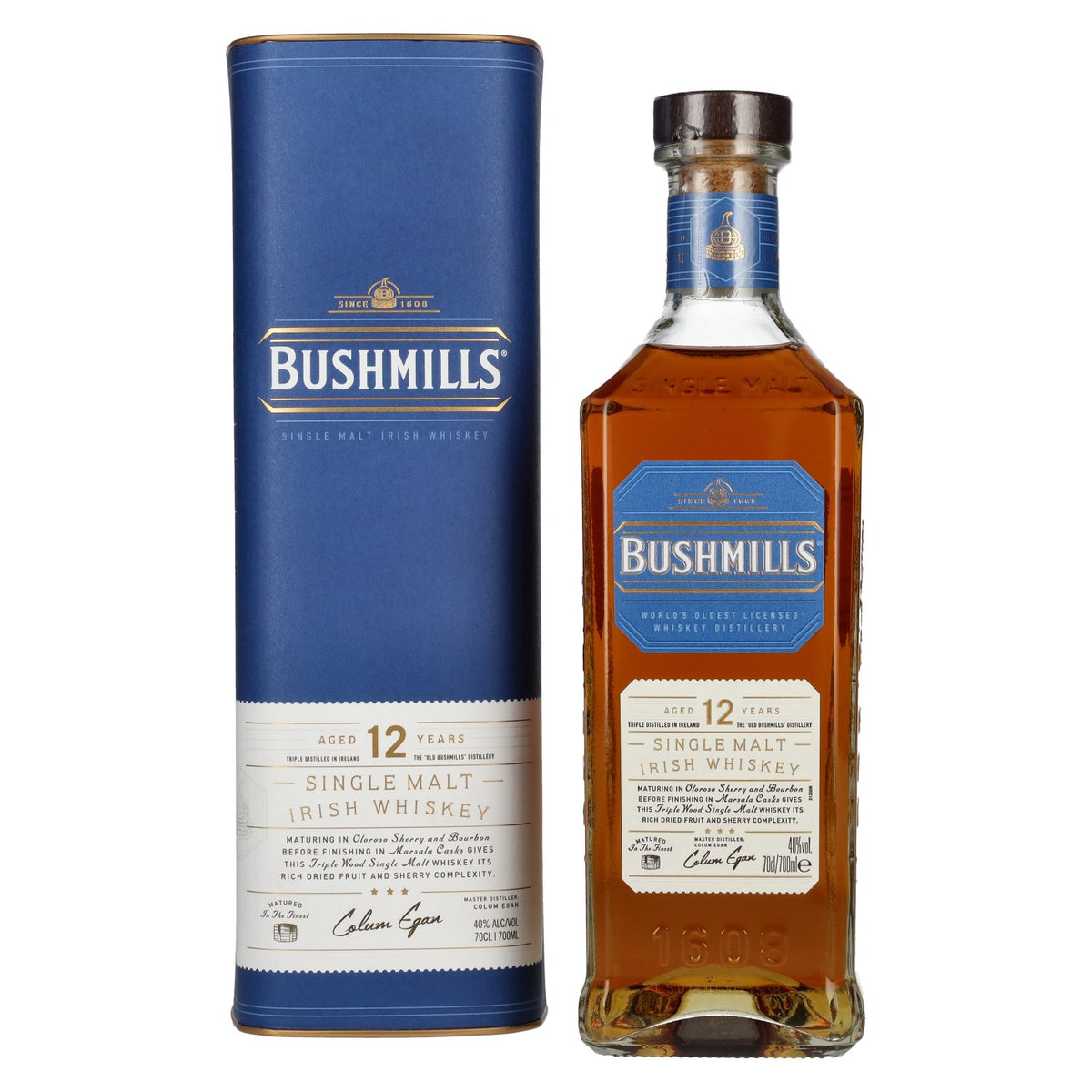 Bushmills 12 Years Old Single Malt Irish Whiskey 40% Vol. 0,7l en boîte cadeau