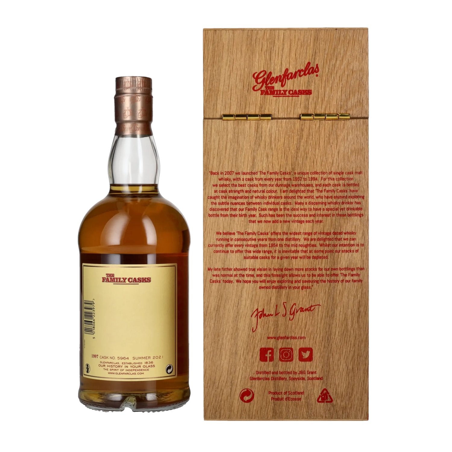 Glenfarclas THE FAMILY CASKS Single Cask SUMMER 2021 4th Fill Butt 1997 58,9% Vol. 0,7l in houten doos