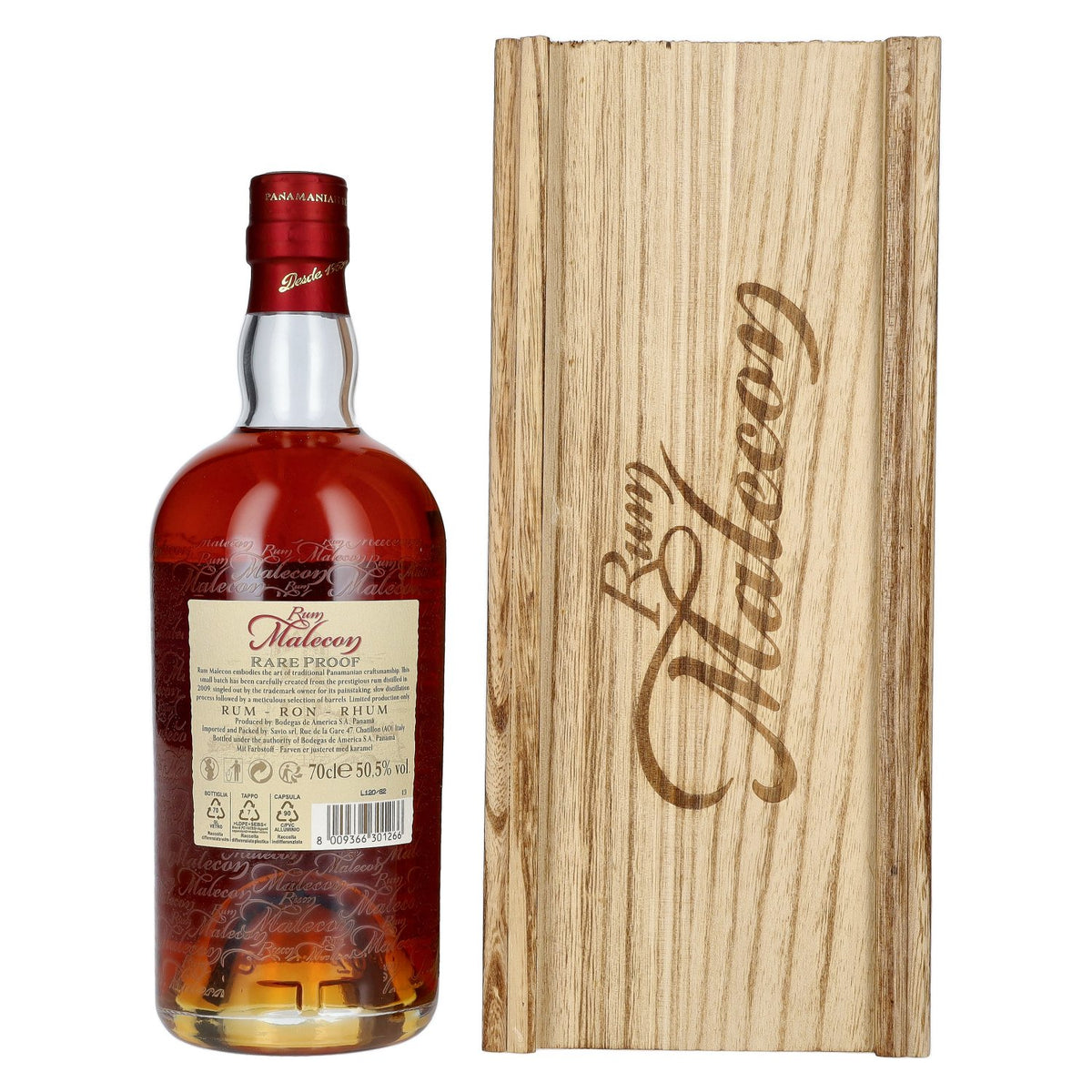 Rum Malecon Añejo 13 Años RARE PROOF 2009 50,5% vol. 0,7 l in houten kist