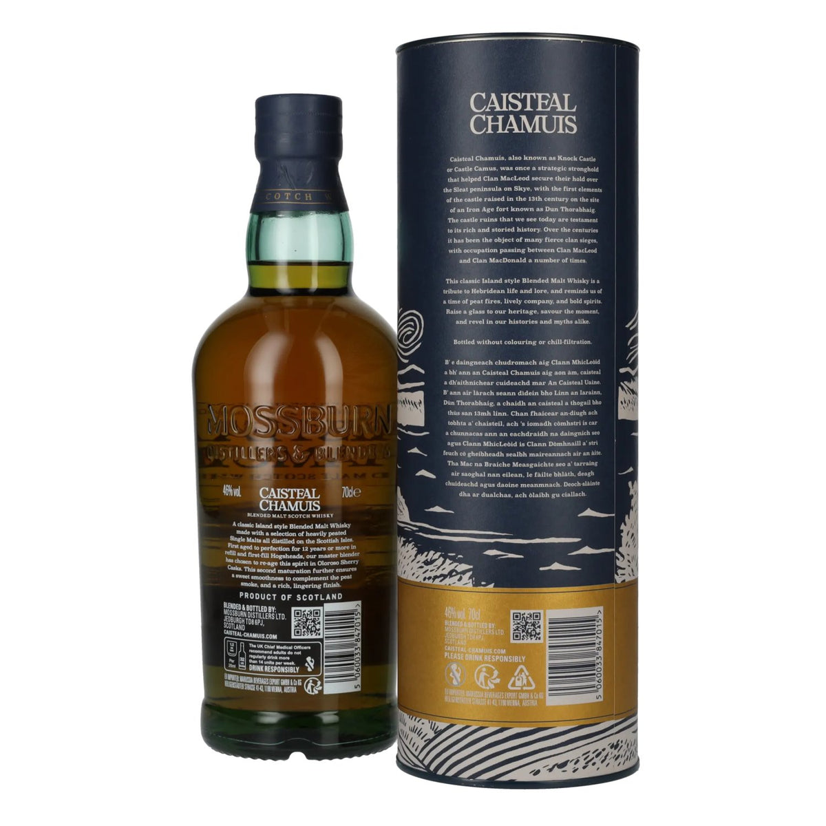 Caisteal Chamuis 12 Years Old Sherry Casks Heavily Peated Blended Malt 46% Vol. 0,7l in geschenkverpakking
