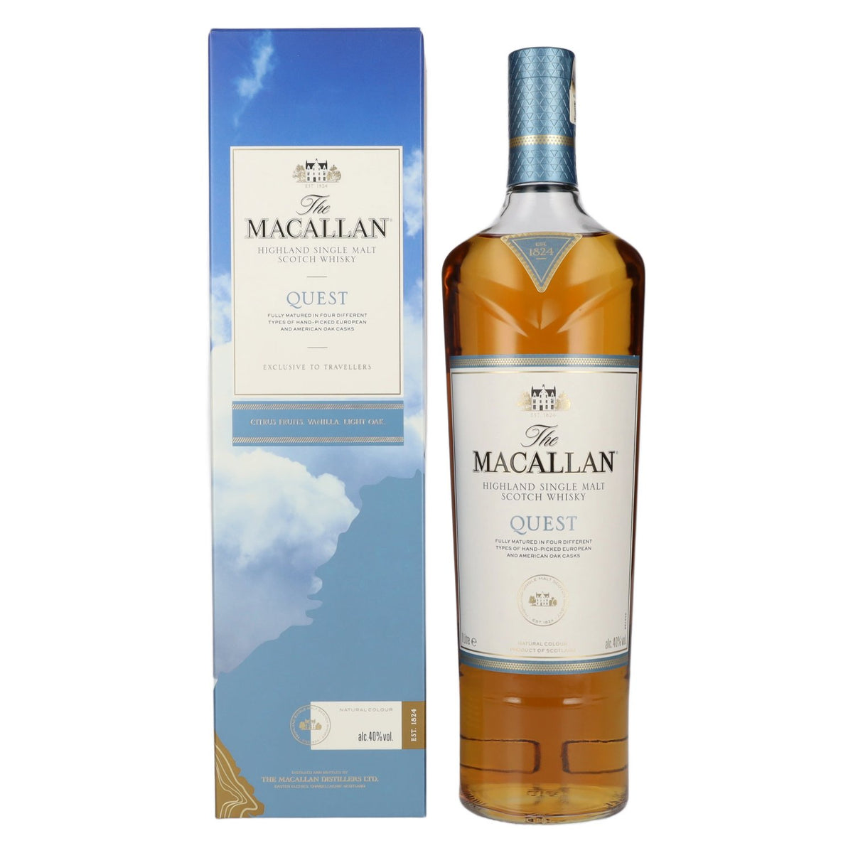 The Macallan QUEST Highland Single Malt 40% ABV 1 litre in a gift box