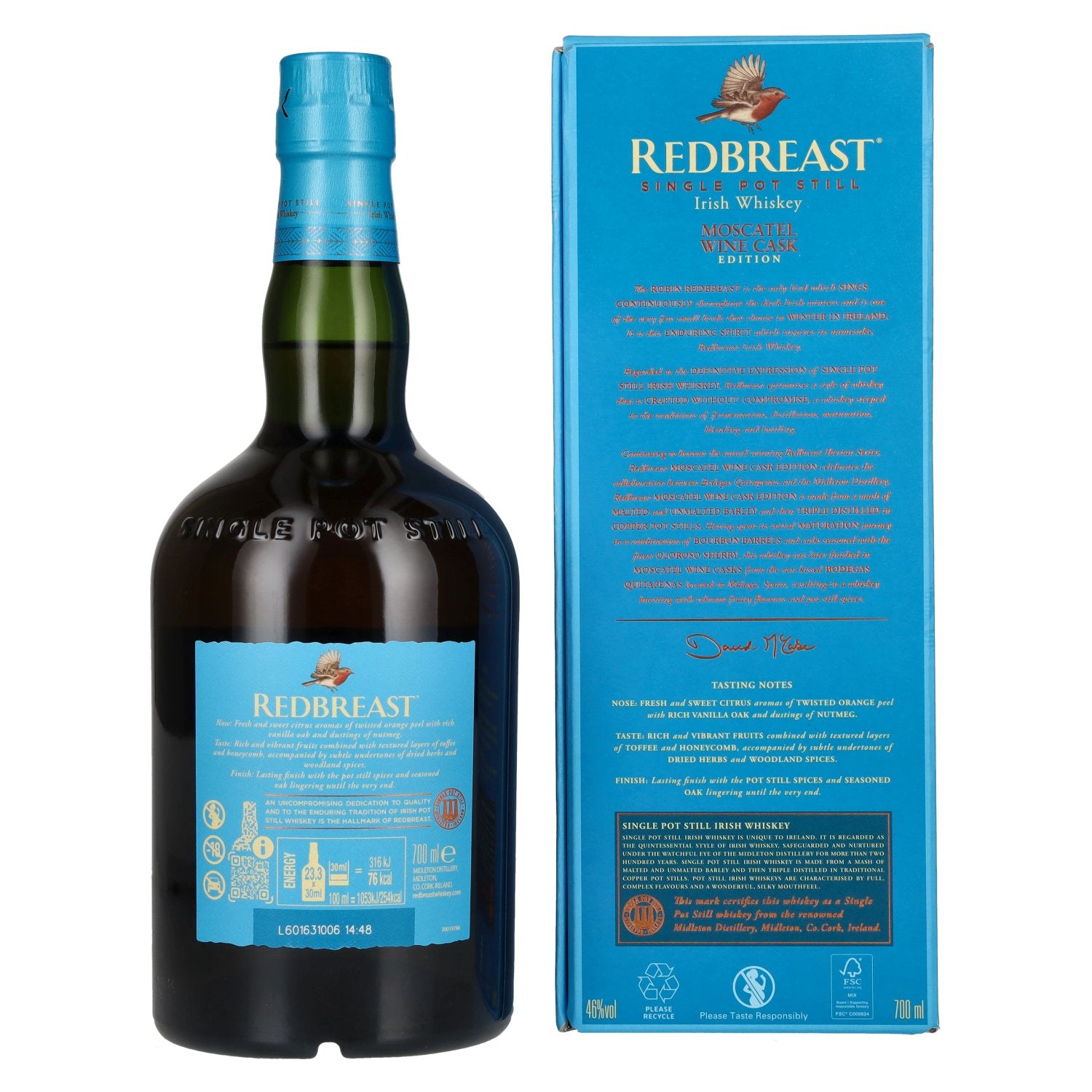 Redbreast IBERIAN SERIES Single Pot Still Irish Whiskey MOSCATEL WINE CASK 46% Vol. 0,7l in Geschenkbox