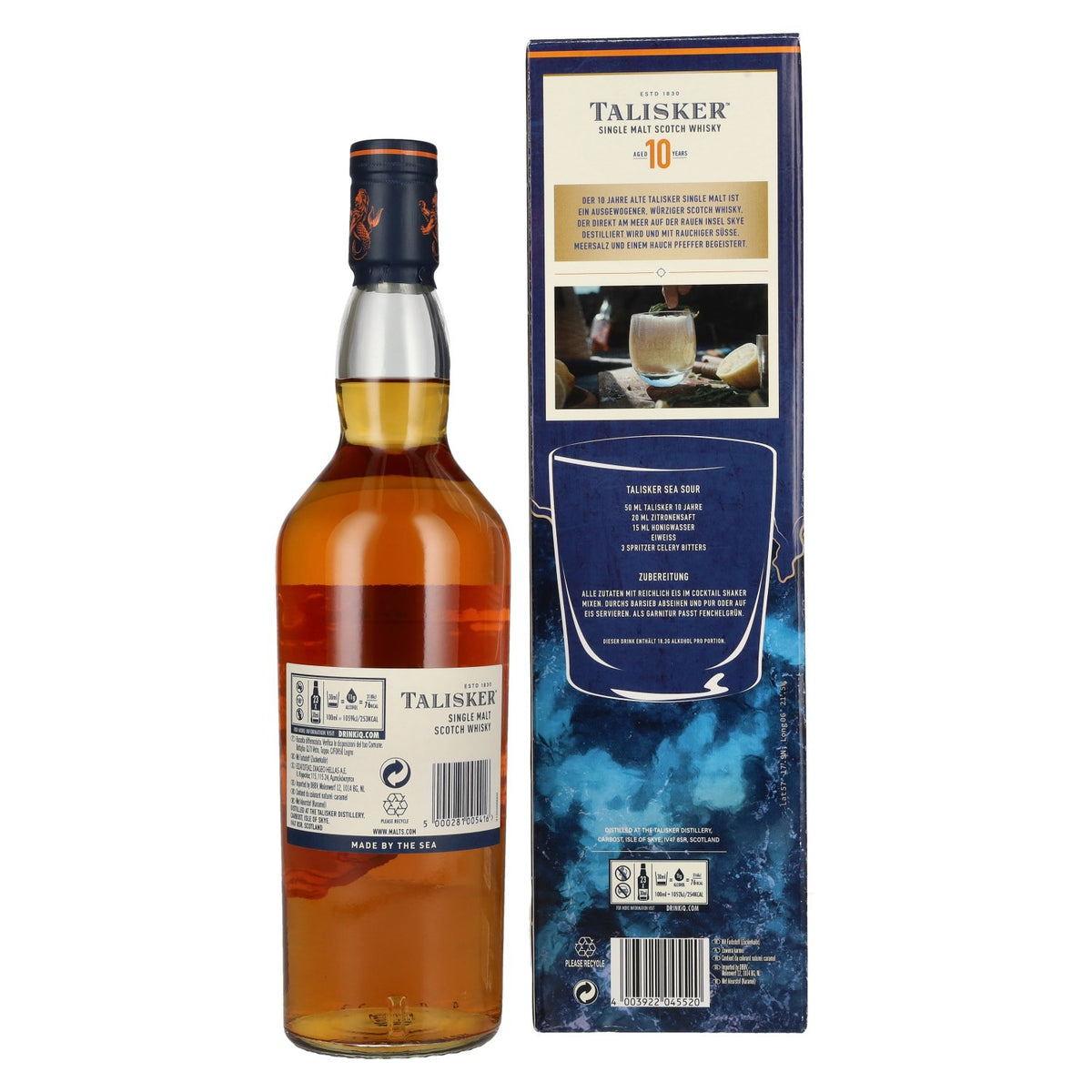 Talisker 10 Years Old Single Malt Scotch Whisky 45,8% Vol. 0,7l in geschenkverpakking met tuimelglas