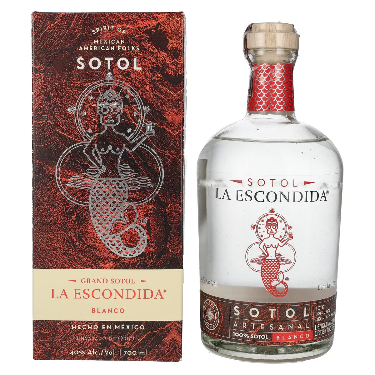 La Escondida Sotol Artesanal Blanco 40% Vol. 0,7l in Geschenkbox