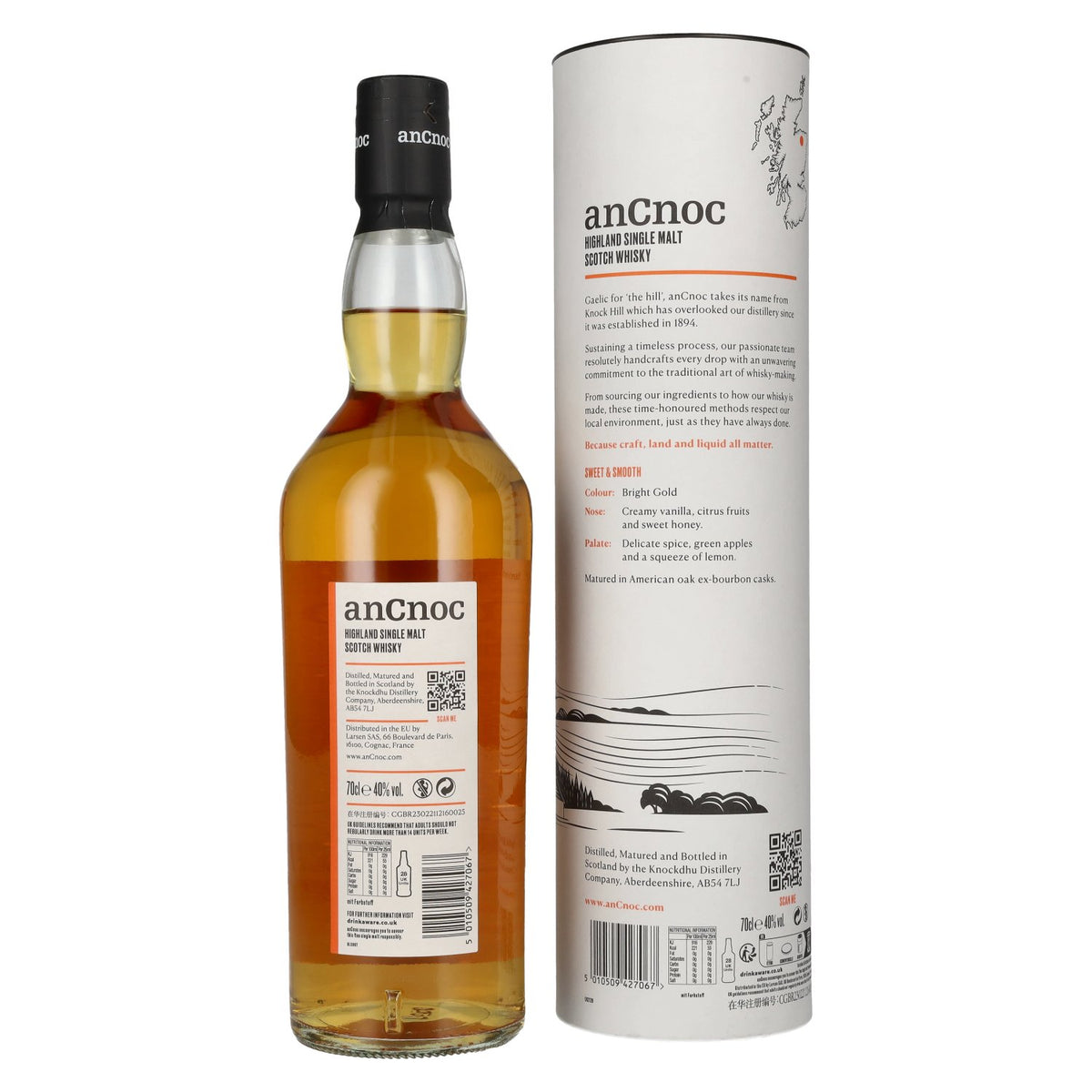 AnCnoc 12 Jaar Oude Highland Single Malt 40% Vol. 0,7l in geschenkverpakking