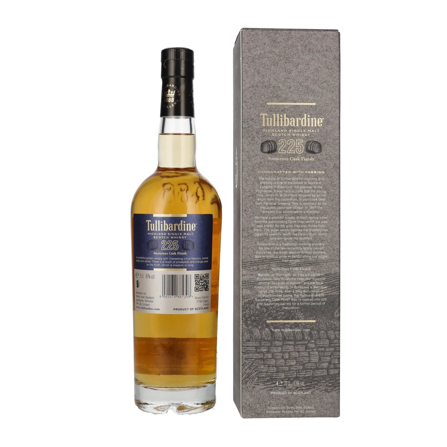 Tullibardine 225 Sauternes Finish Highland Single Malt Scotch Whisky 43% Vol. 0,7l in gift box
