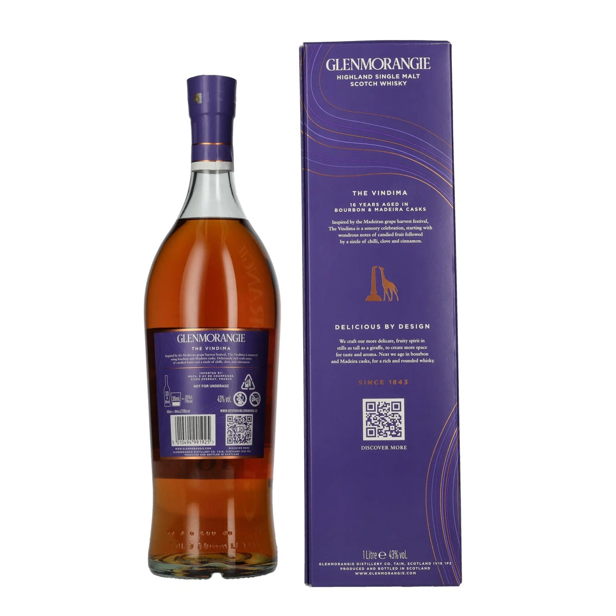 Glenmorangie 16 ans d'âge THE VINDIMA, whisky single malt des Highlands, 43 % vol., 1 l, dans un coffret cadeau