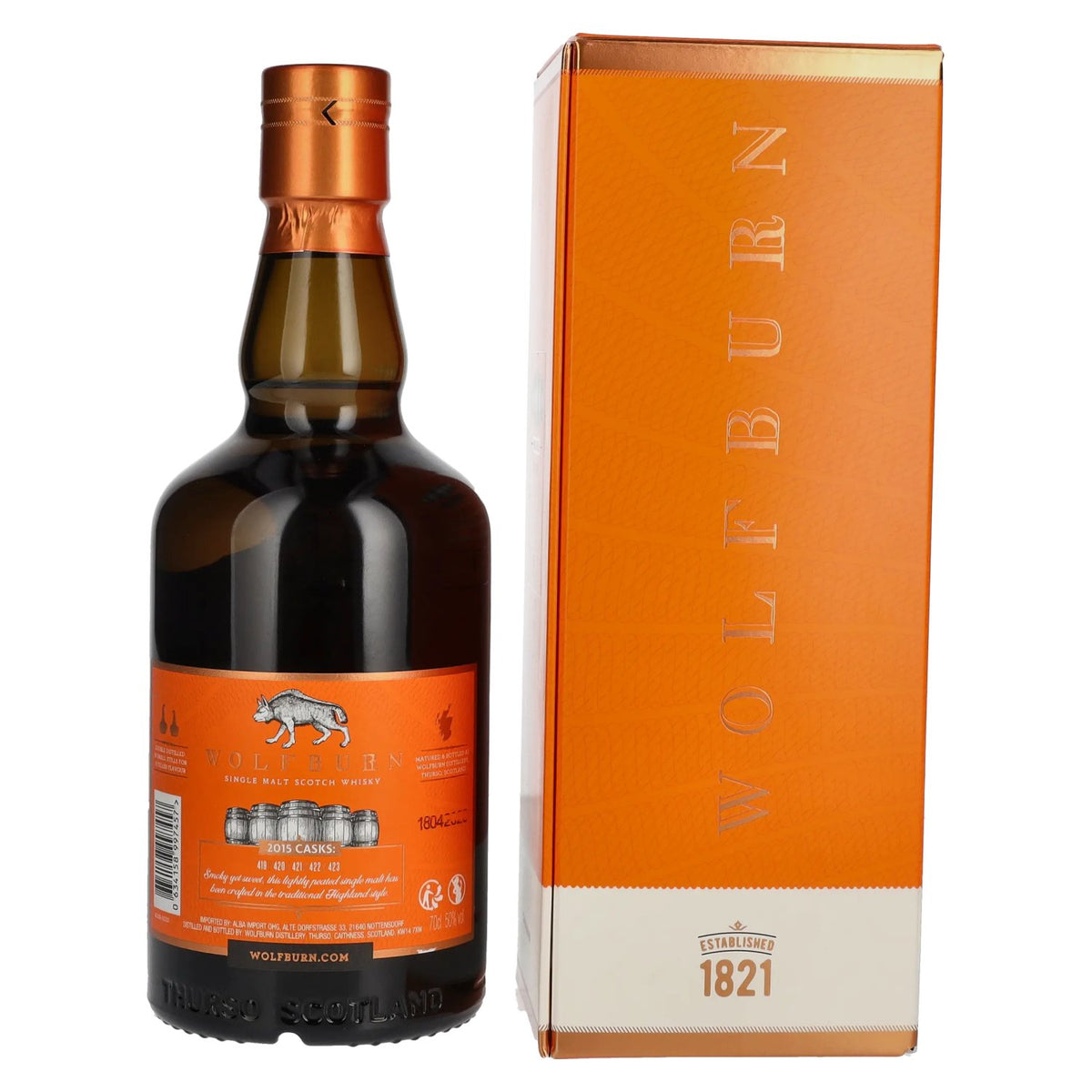 Wolfburn VIBRANT STILLS 8 Years Old Specially Selected First-Fill Bourbon Barrels 50% Vol. 0,7l in Geschenkbox