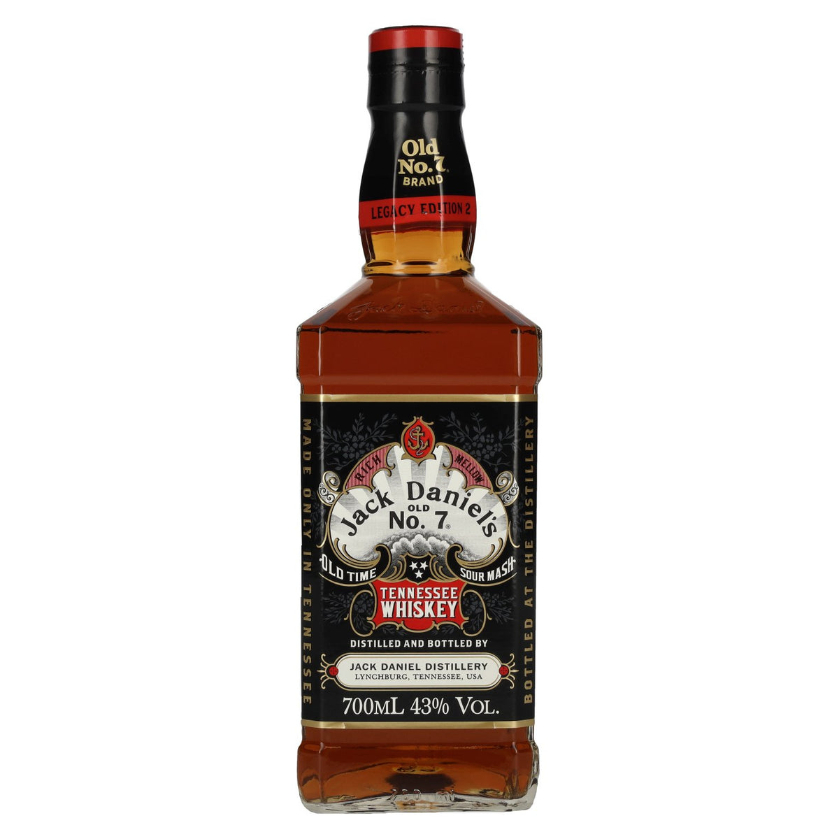 Jack Daniel's Sour Mash Tennessee Whiskey LEGACY EDITION nr. 2 - ZWART ONTWERP 43% vol. 0,7 l