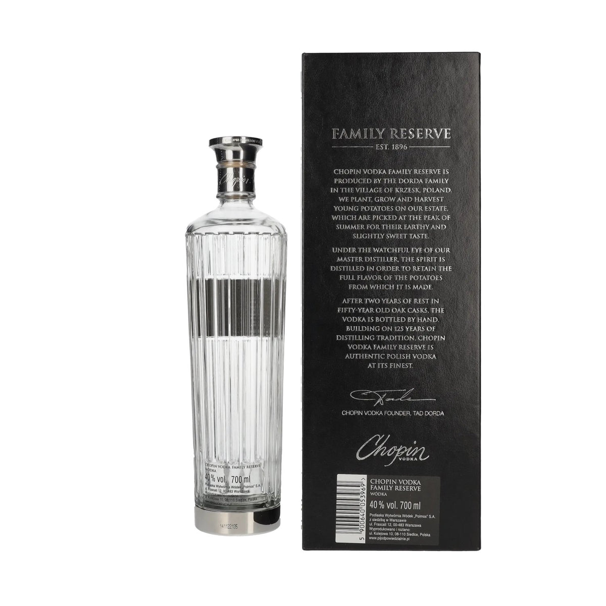 Chopin FAMILY RESERVE Extra Zeldzame Jonge Aardappel Wodka 40% Vol. 0,7l in geschenkverpakking