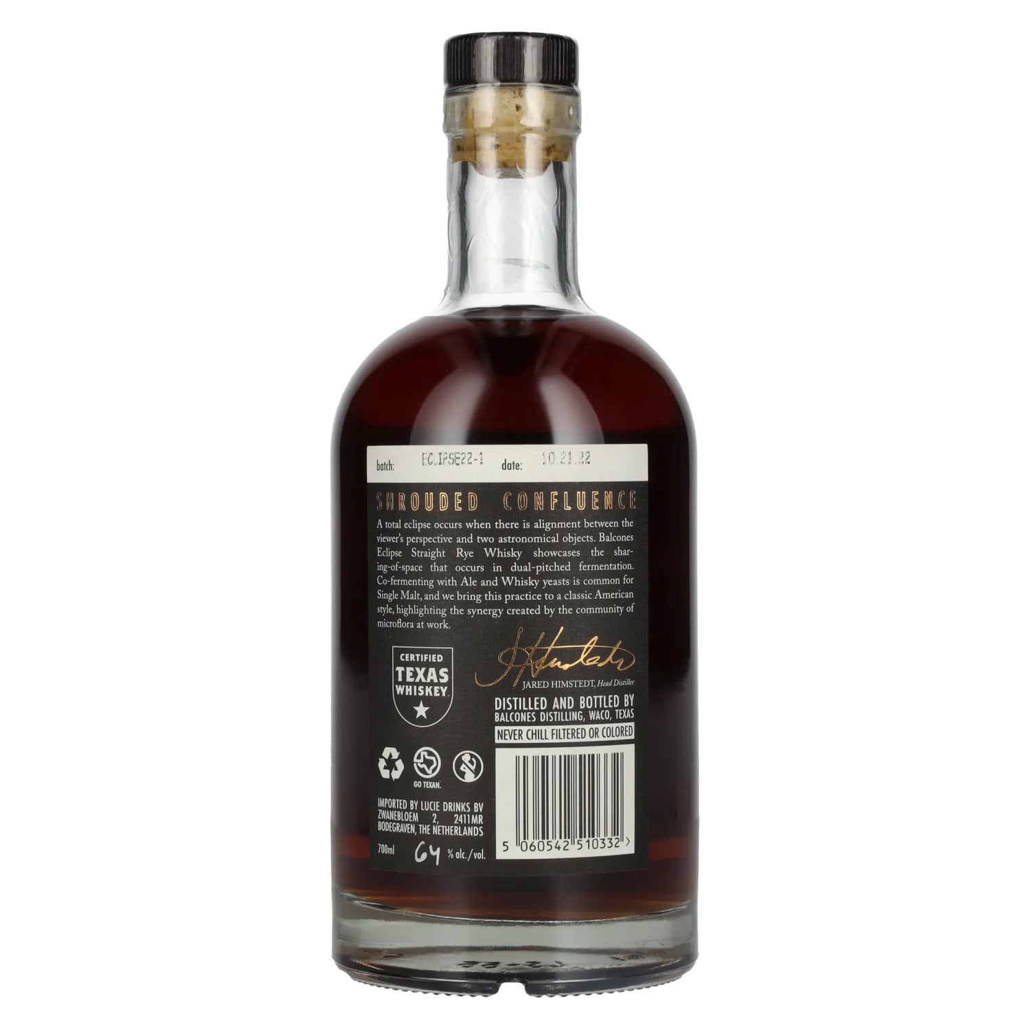 Balcones ECLIPSE TEXAS RYE Cask Strength Rogge Whisky 64% Vol. 0,7l
