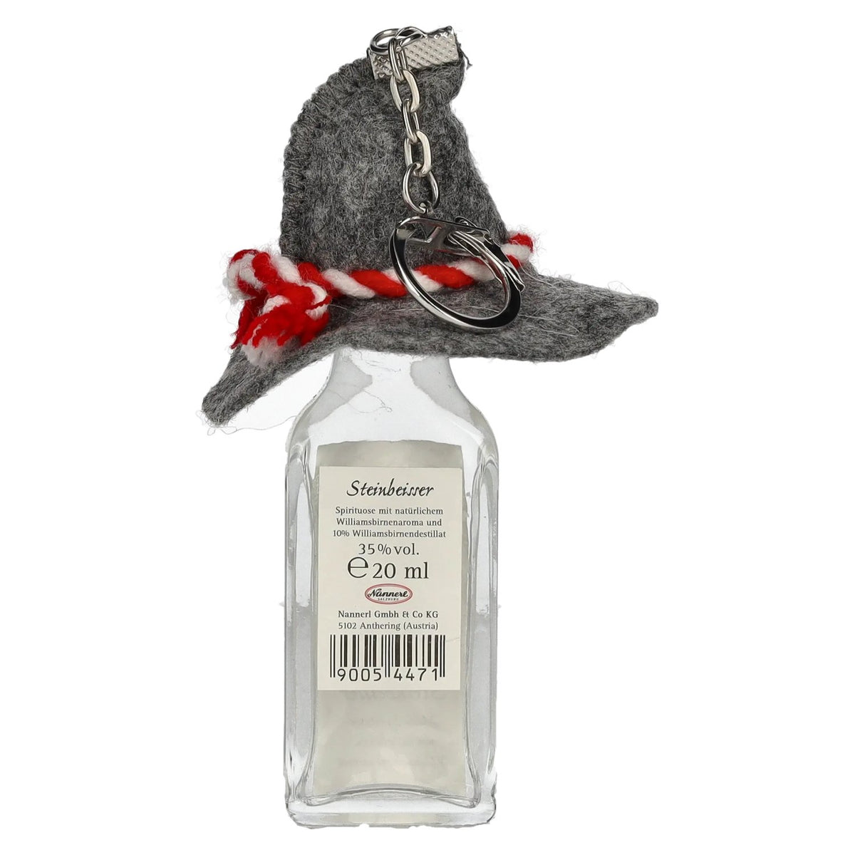 Eau-de-vie des Alpes Nannerl STEINBEISSER Williams 35 % vol., 0,02 l, avec chapeau en feutre