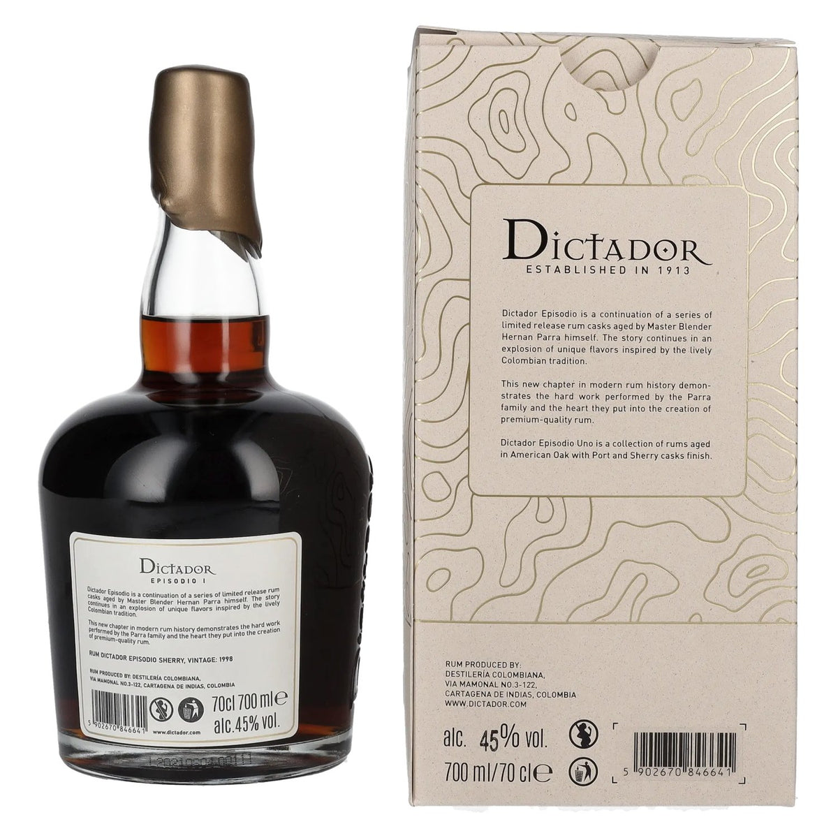 Dictador EPISODIO I 23 Years Old SHERRY CASK Rum 1998 45% Vol. 0,7l in Geschenkbox