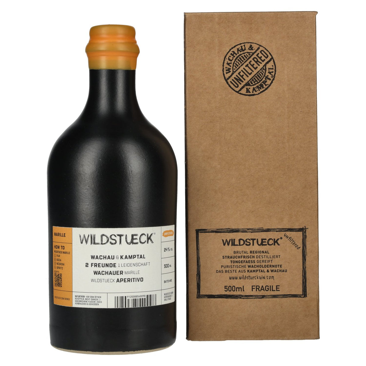 Wildstueck Gin x Wachauer-abrikoos 24% vol. 0,5 l in geschenkverpakking