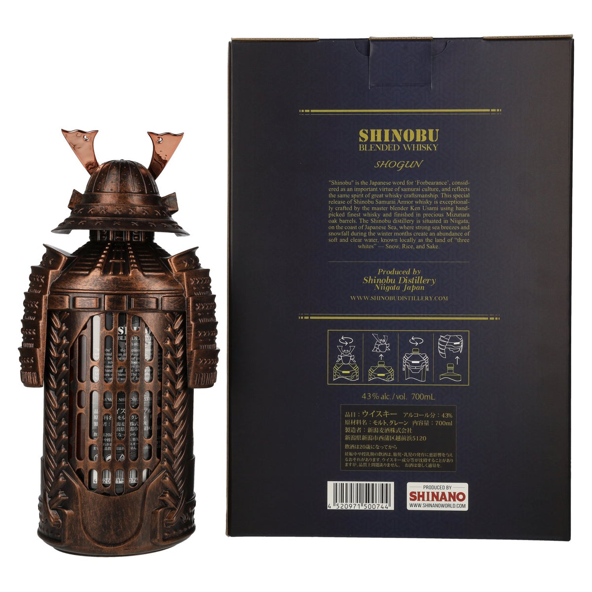 De Koshi-No Shinobu SHOGUN Blended Whisky Mizunara Oak Finish 43% Vol. 0,7l in geschenkverpakking