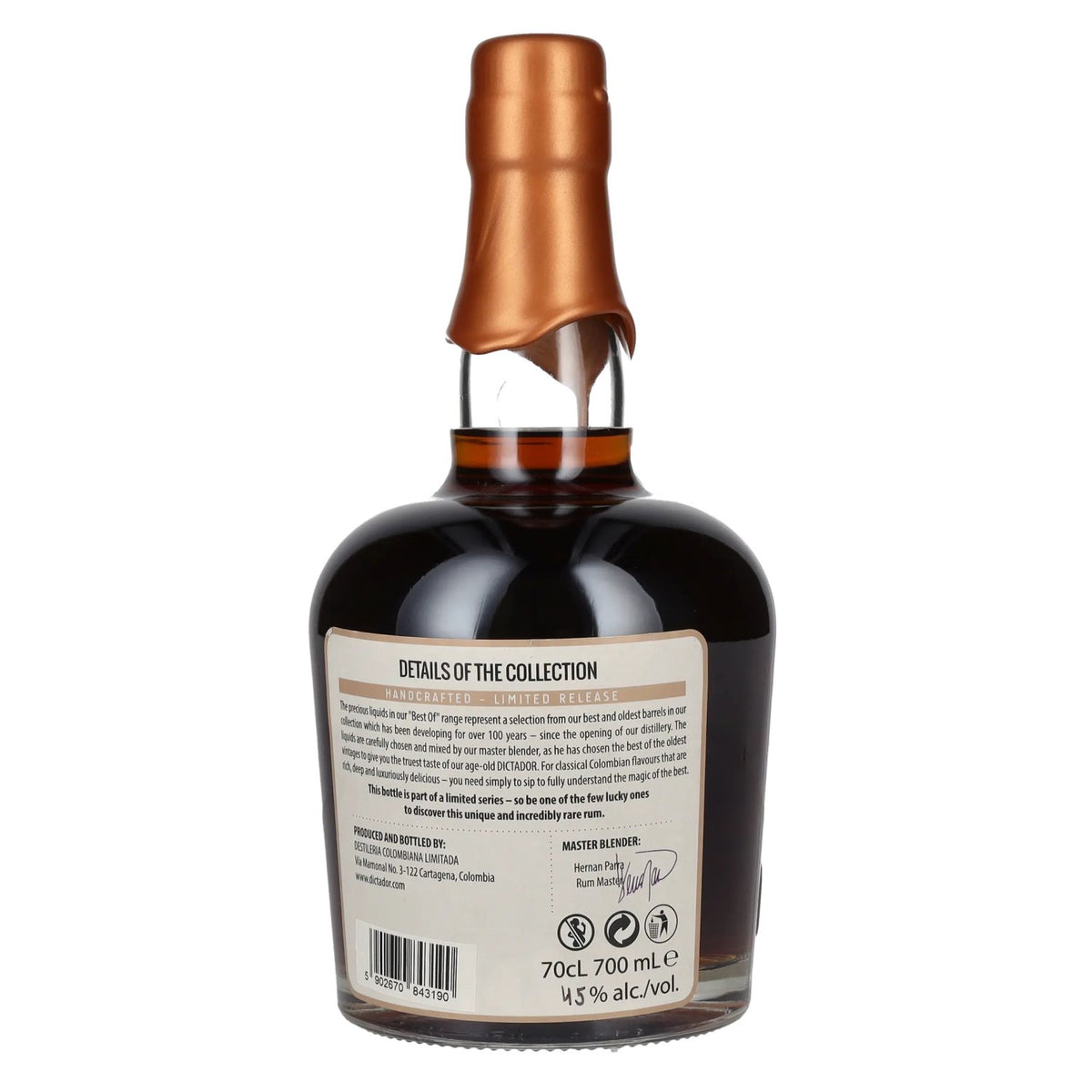 Dictador BEST OF 1978 ALTISIMO Rhum colombien Édition limitée 45 % vol. 0,7 l