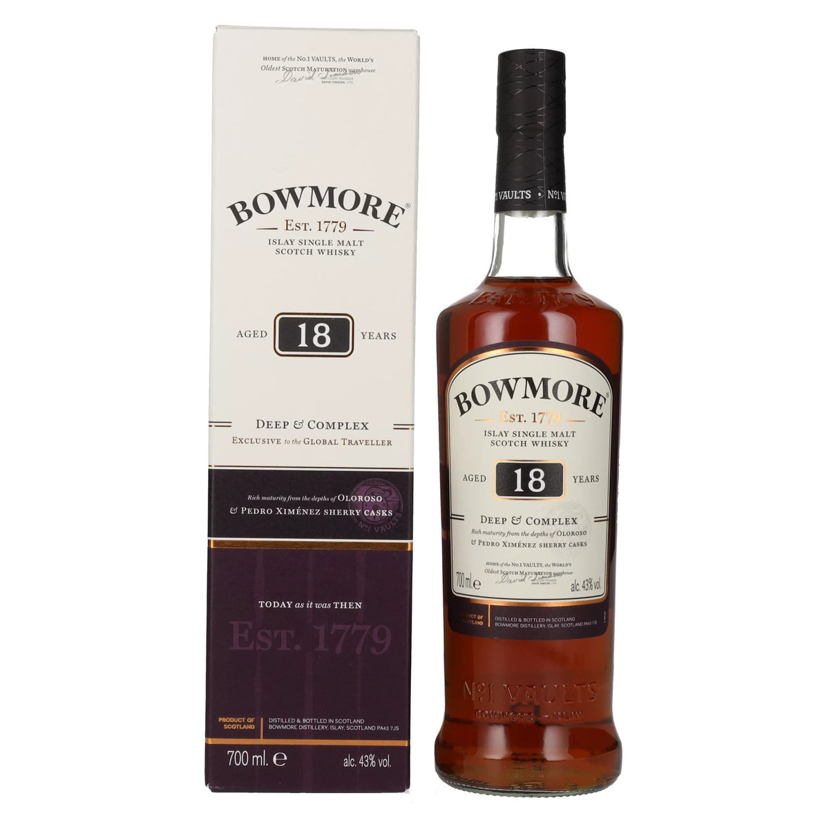 Bowmore 18 Years Old DEEP &amp; COMPLEX Travel Exclusive 43% Vol. 0,7l in gift box
