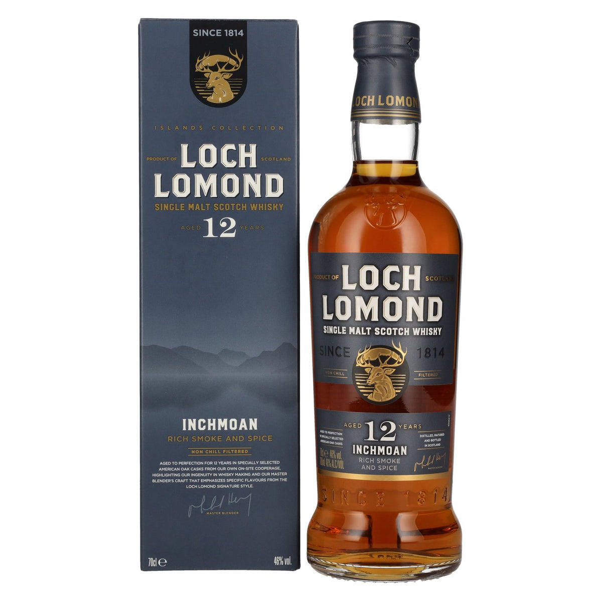 Loch Lomond Inchmoan 12 ans d'âge, single malt « Smoke &amp; Spice », 46 % vol., 0,7 l, dans un coffret cadeau