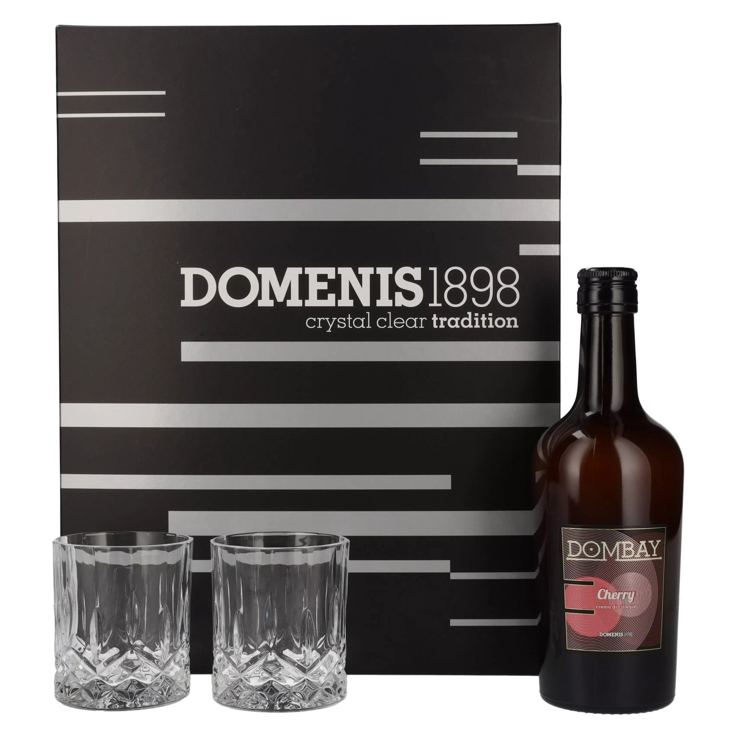 Domenis 1898 DOMBAY Kersencrema di ciliegie 17% Vol. 0,5l in geschenkverpakking met 2 glazen